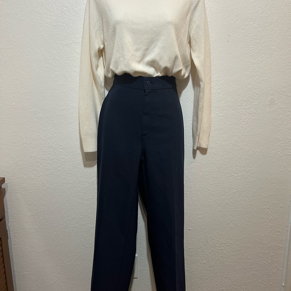 Vintage 1974 Levi's Dark Blue Women's High-waist Trousers